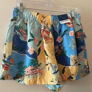 Old Navy Women's Tropical Cargo Shorts - Blue and Yellow
